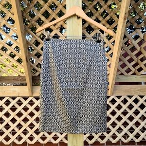 Ann Taylor Petite Black & Gold Jacquard Pencil Skirt
